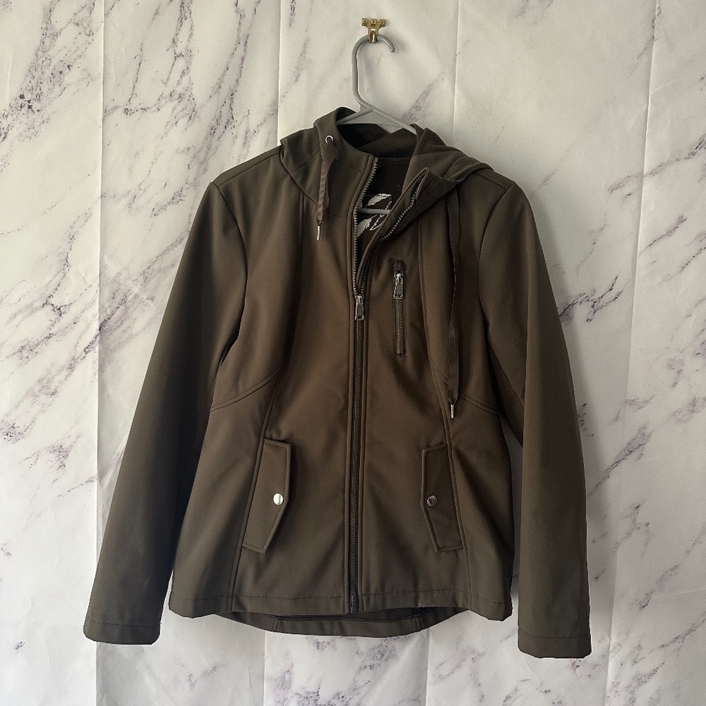 SEBBY - DARK OLIVE GREEN/GRAYISH FULL ZIP JACKET WOMENS MEDIUM